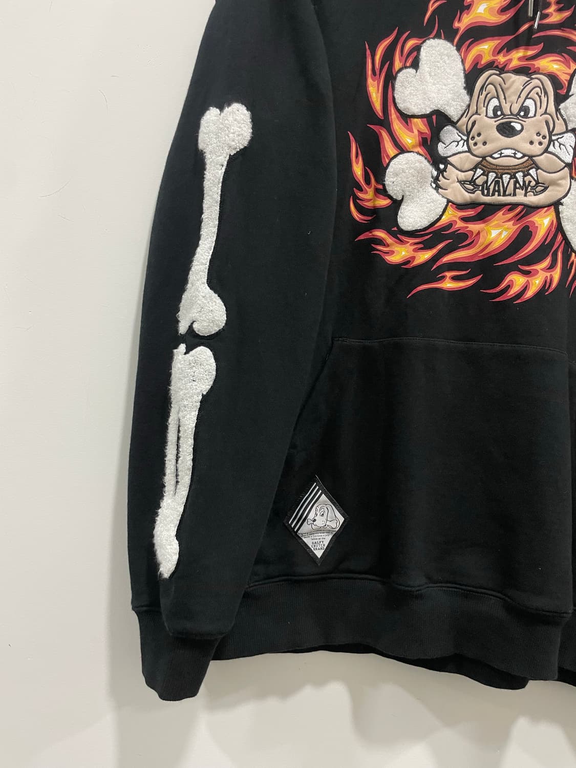 Jpn Galfy 갈피 플레임 도그 자수 스켈레톤 후드스웻셔츠 상품이미지8