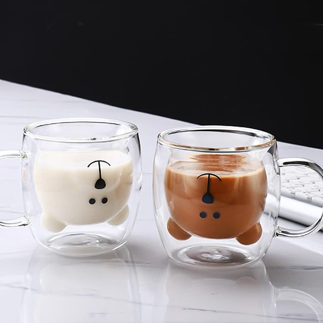 곰돌이 이중 내열유리 머그잔 250ml 상품이미지1