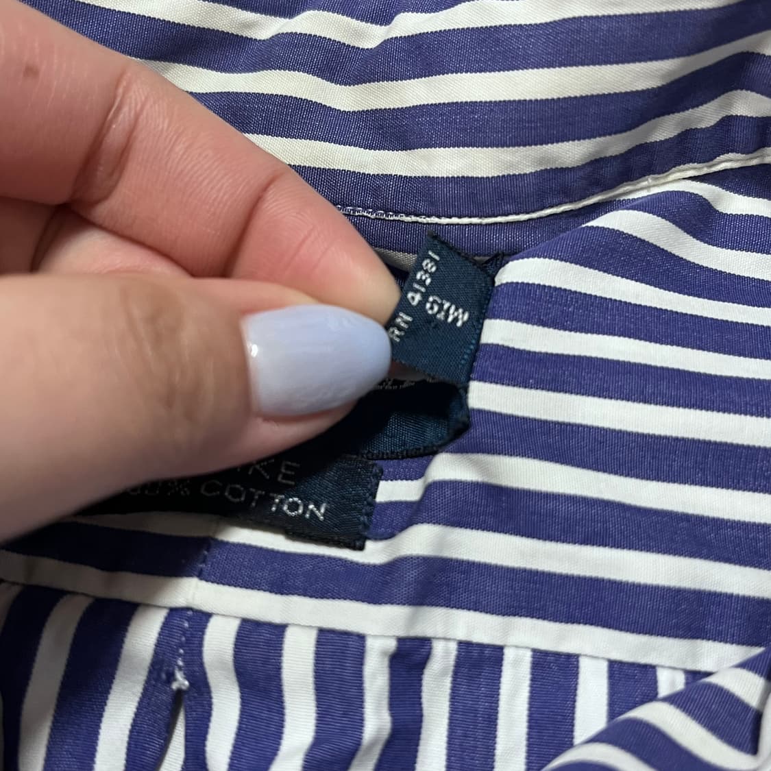 [정품] 폴로 네이비 / 그린포니 스트라이프 반팔셔츠 [ M ] 상품이미지4
