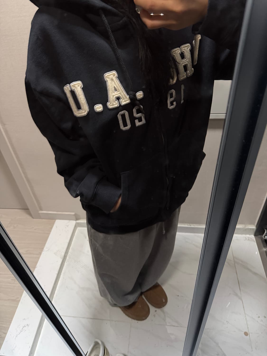 후아유 블랙 후드집업 L 상품이미지1