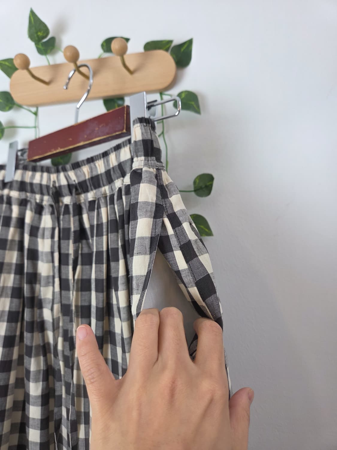 밑단 레이어드 체크 롱스커트 상품이미지4