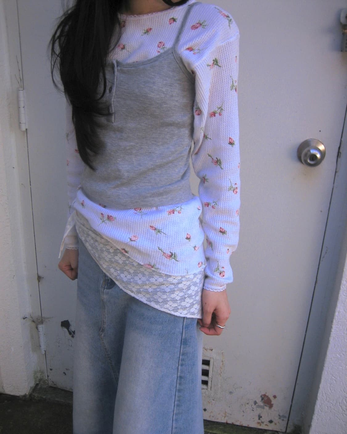 [Hanes] floral waffle Long Sleeve 상품이미지2