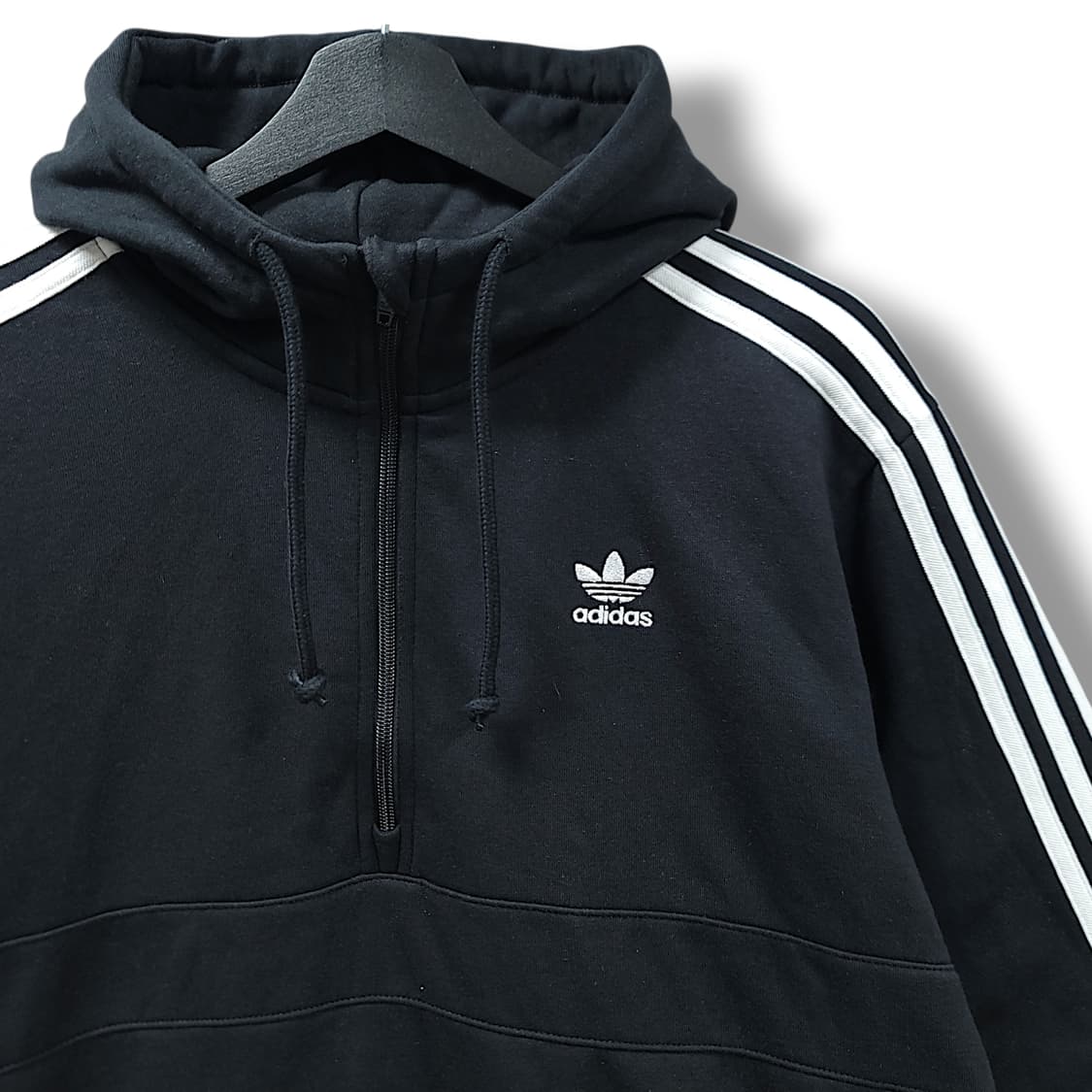 [M] 아디다스 블랙 오리지널 3S 하프집업 기모 후드 아노락 상품이미지3