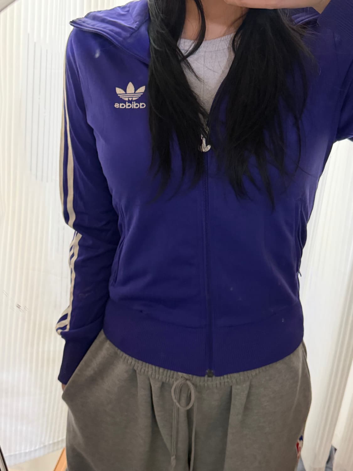 아디다스 퍼플 져지 집업 xs 상품이미지1