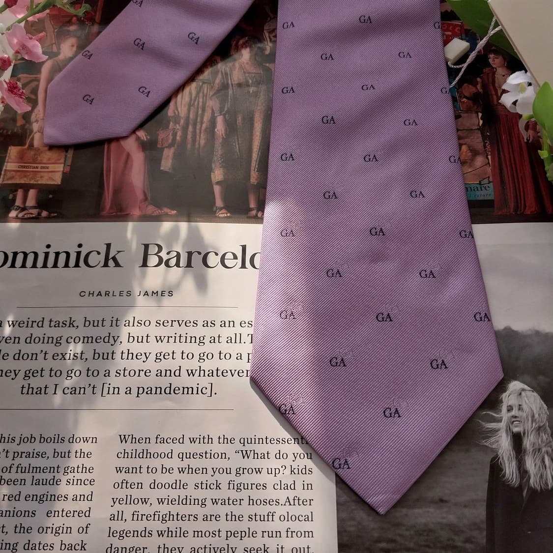 조르지오 아르마니 실크 연보라 자카드 넥타이 9.2cm 새제품 K1644 상품이미지4