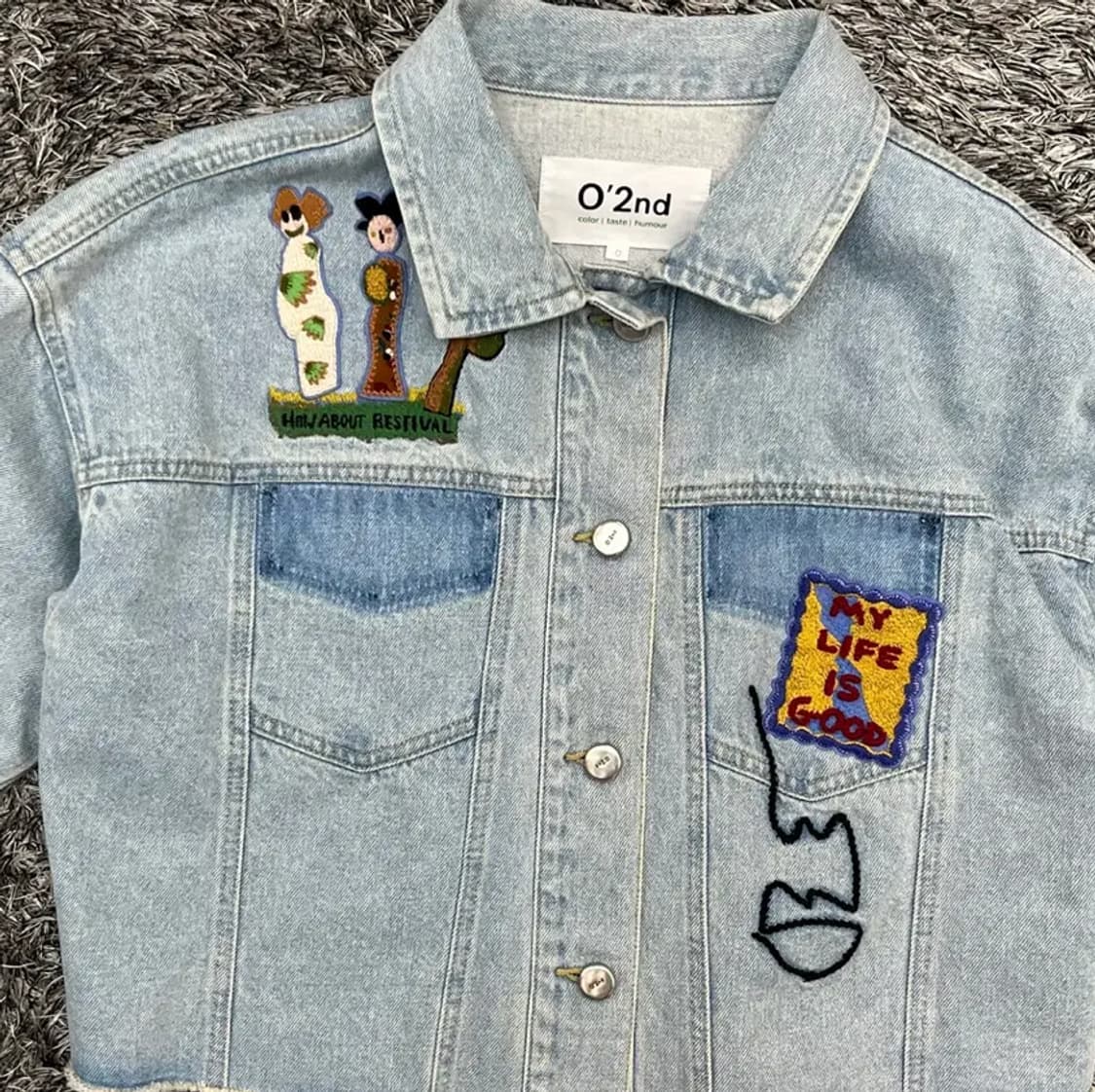 오즈세컨 여성 패치 데님 크롭 자켓 (0) 상품이미지2