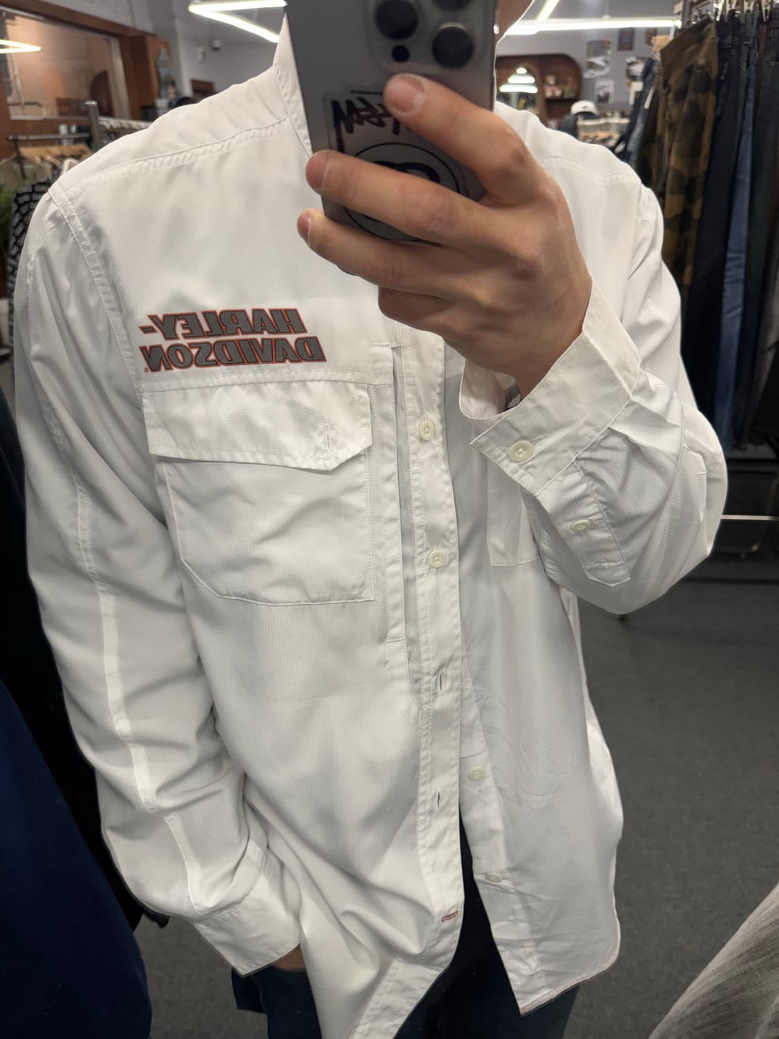 L)할리데이비슨 vintage 퍼포먼스 버튼 프론트 긴팔셔츠 상품이미지1