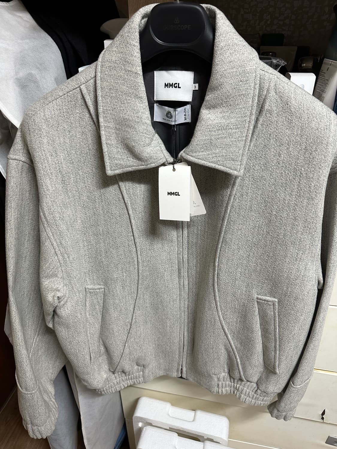 [3] mmgl 엠엠지엘 울 블루종 자켓 라이트그레이 상품이미지2