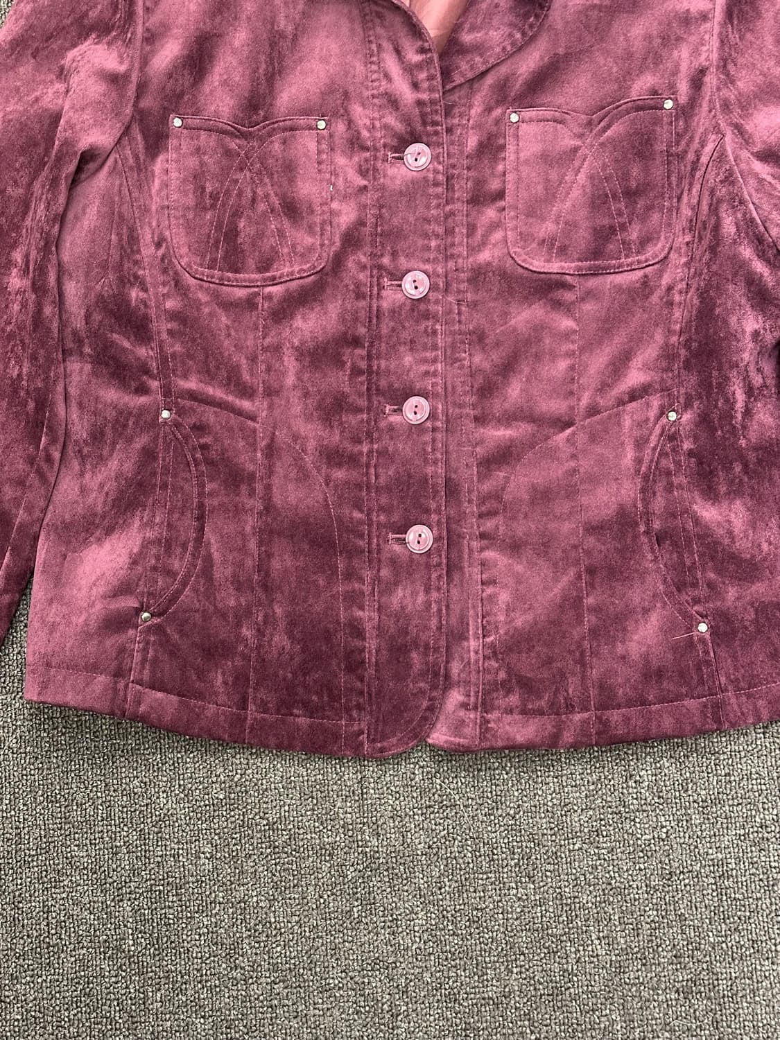 L)Japanese vintage 여성 벨벳 버건디 자켓 상품이미지2