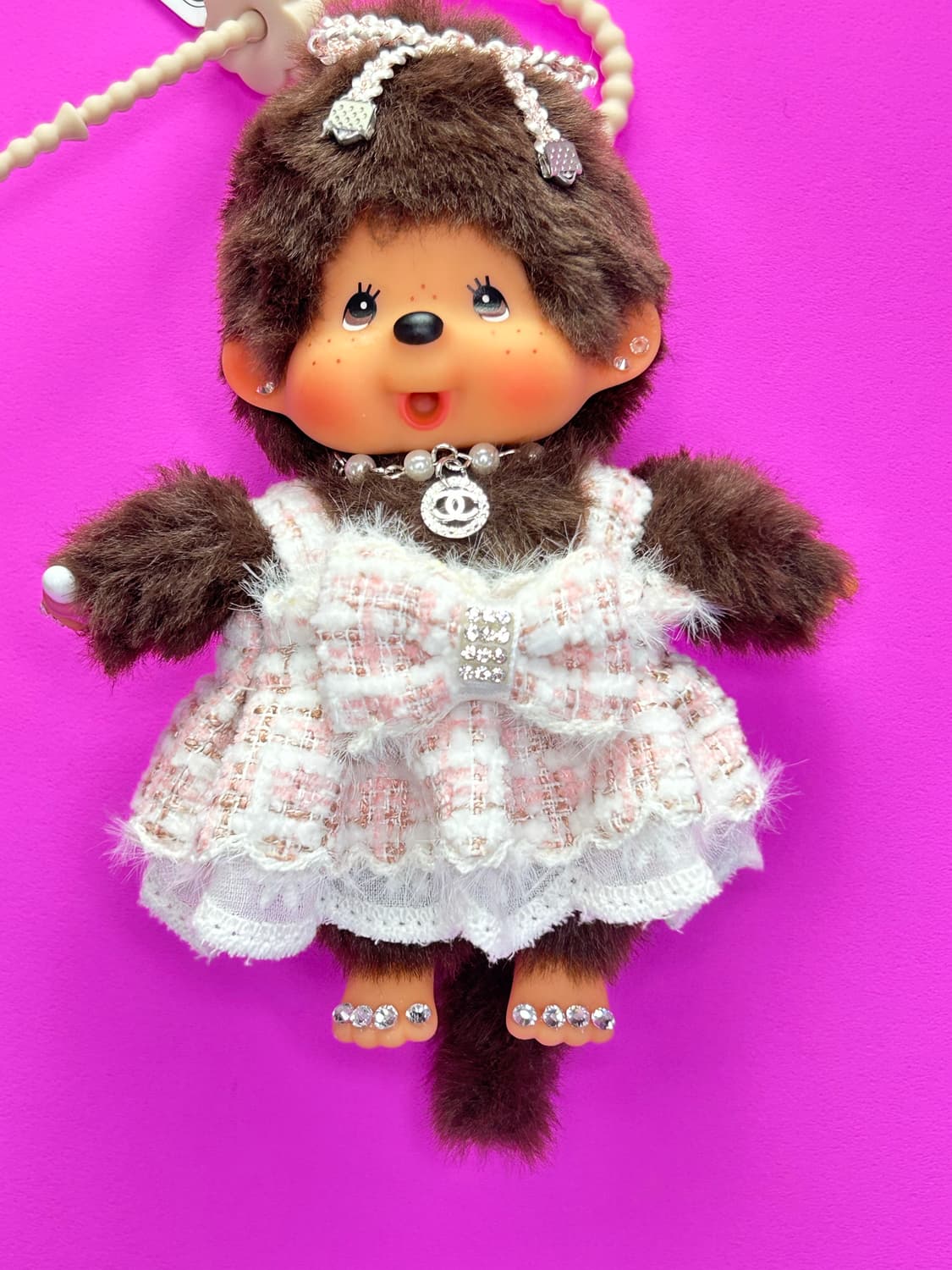 🤍정품 몬치치 커스텀 키링 – 핑크 트위드 에디션 상품이미지3