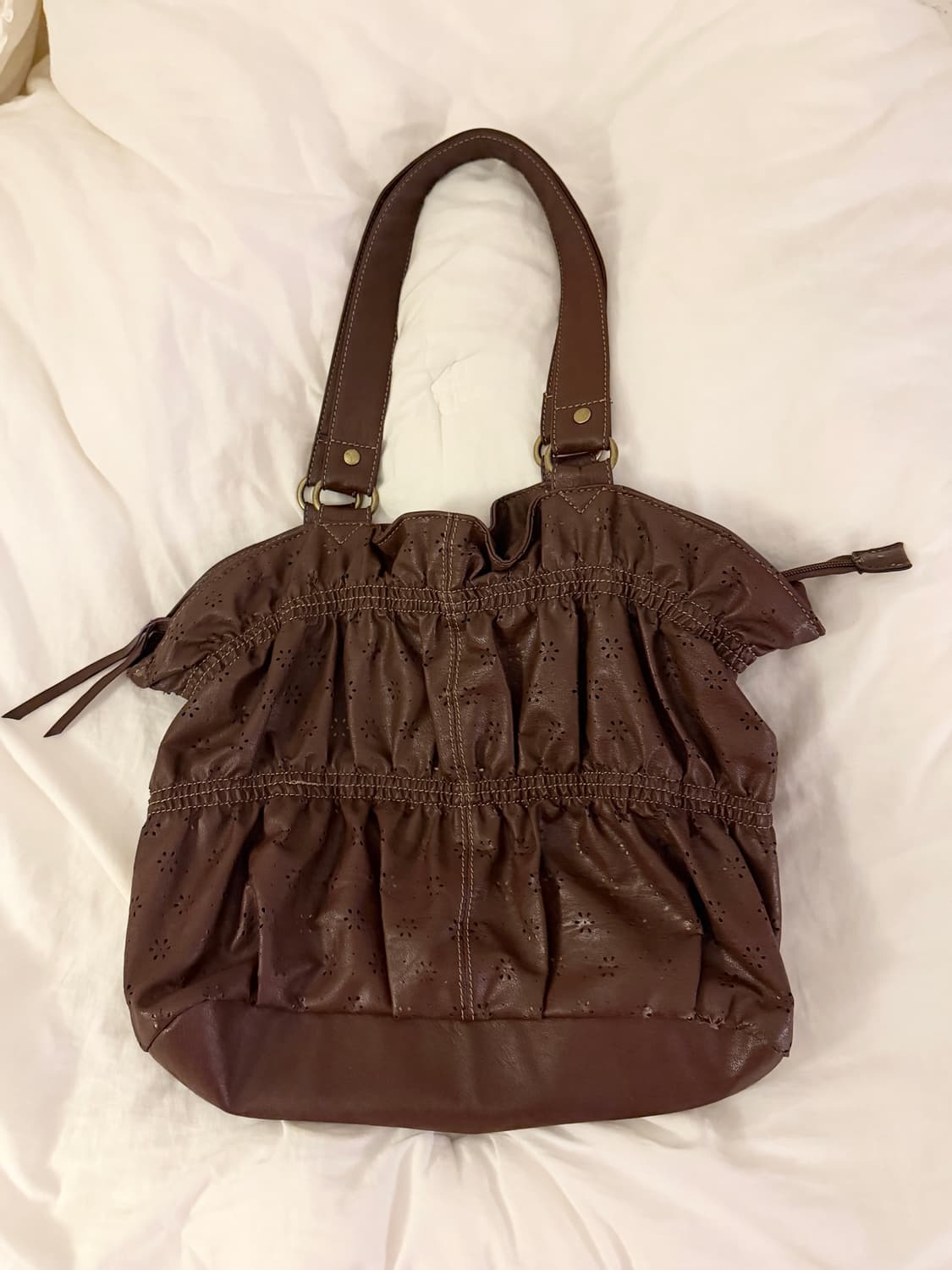 오리엔탈 그런지페어리 브라운 레더 셔링 숄더백 모리걸 하구미 보헤미안 상품이미지1