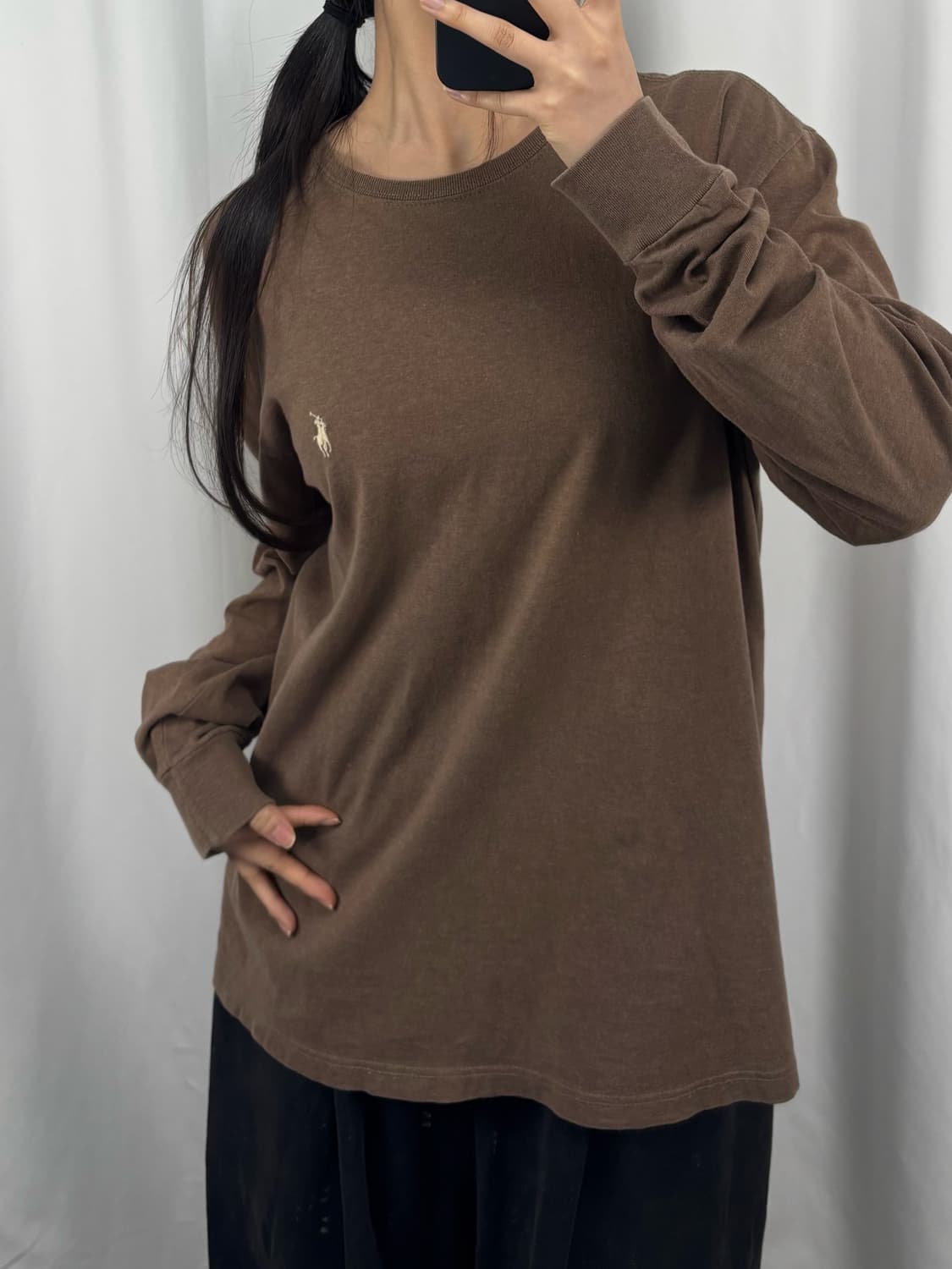 폴로 브라운 코튼 롱슬리브 상품이미지2
