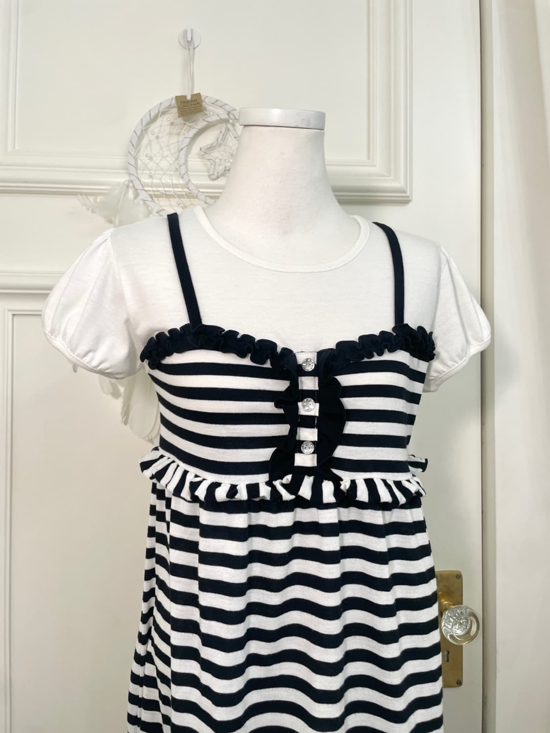 white black stripe cubic cotton half opc 상품이미지5