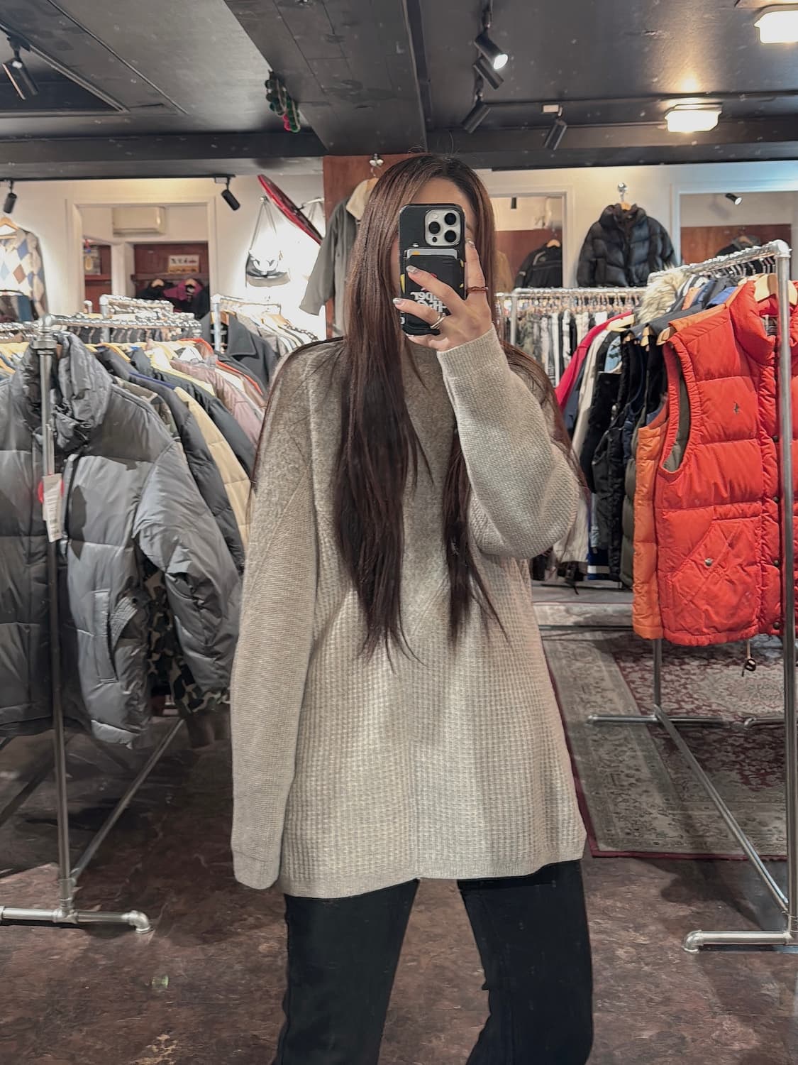 한섬 시스템 system 알파카 그레이 오버핏 울 니트 스웨터 F 상품이미지8