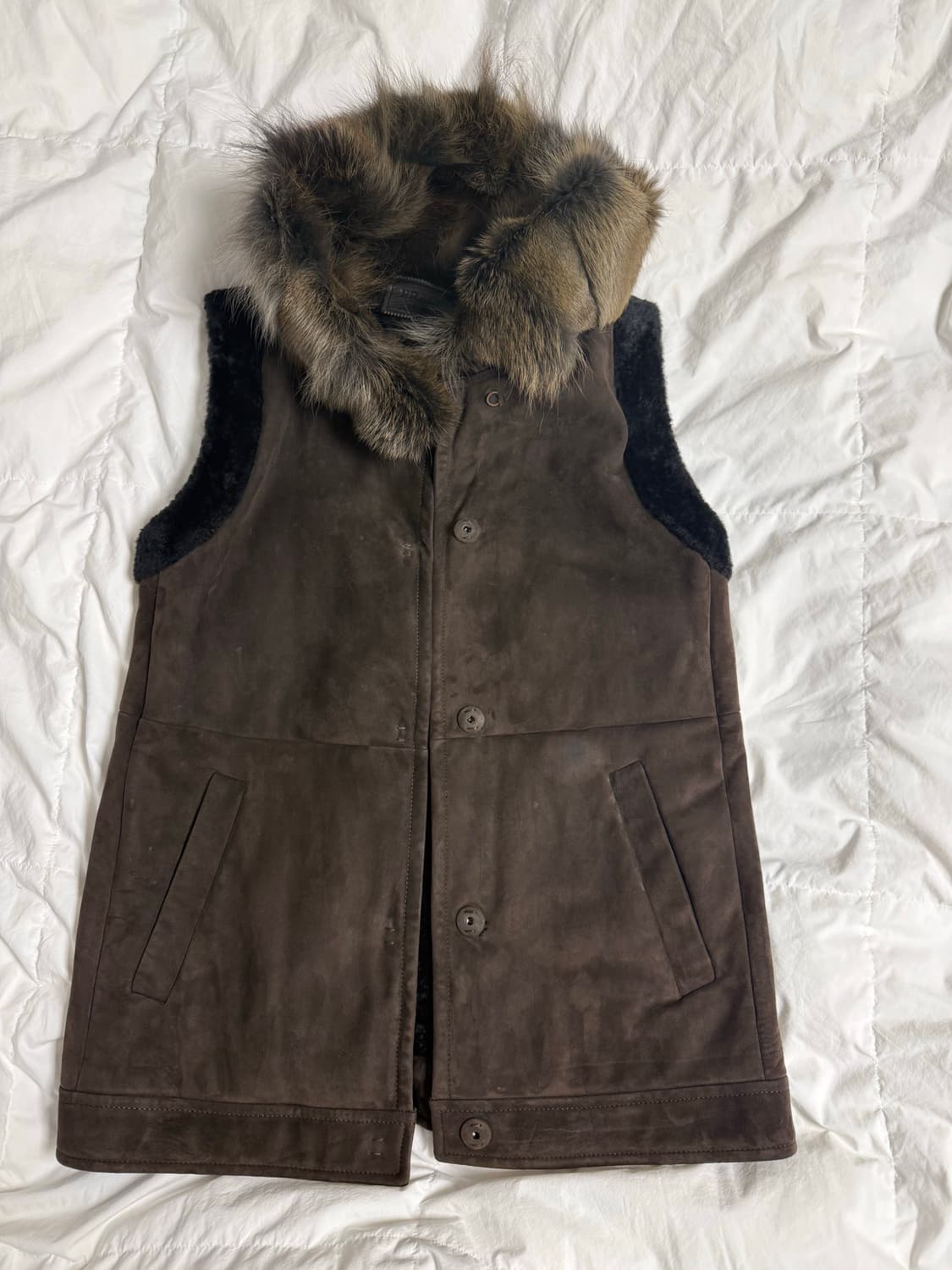 프라다(Prada) 코요테 모피 베스트 브라운 여성 40 상품이미지1