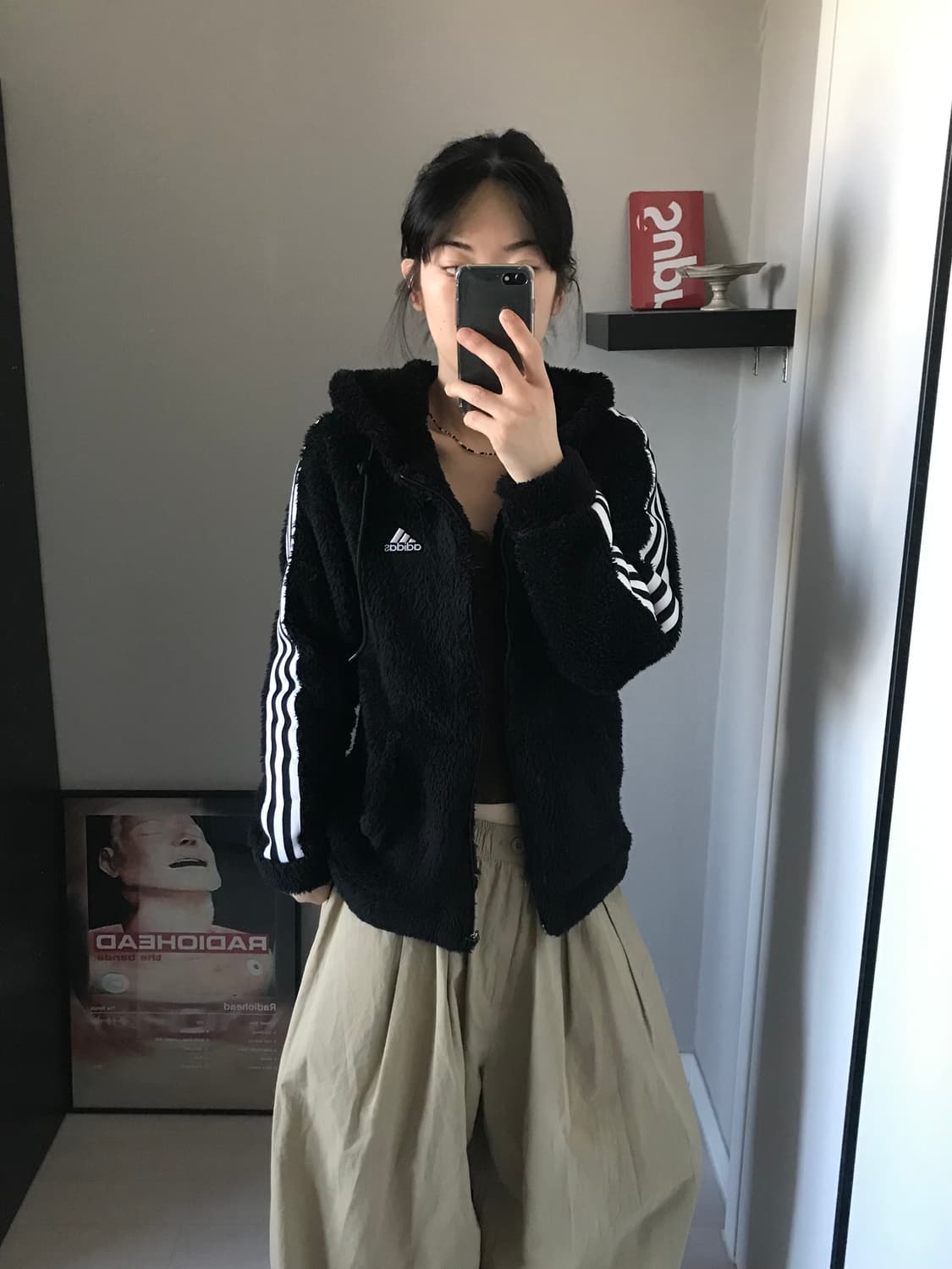 아디다스 삼선로고 사이드라인 플리스 후드집업 상품이미지4