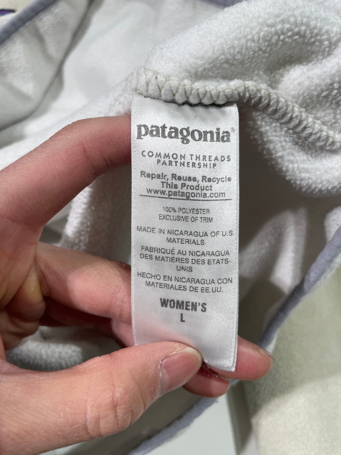 파타고니아 우먼 베이지 앤 화이트 스냅-T 플리스 상품이미지8