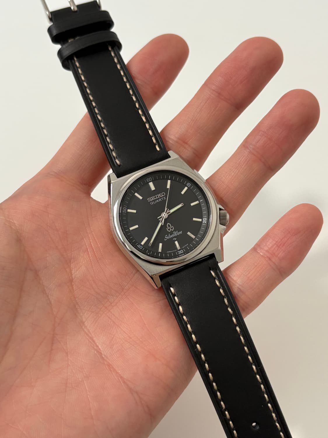 80s silverwave black dial silver quartz 상품이미지2