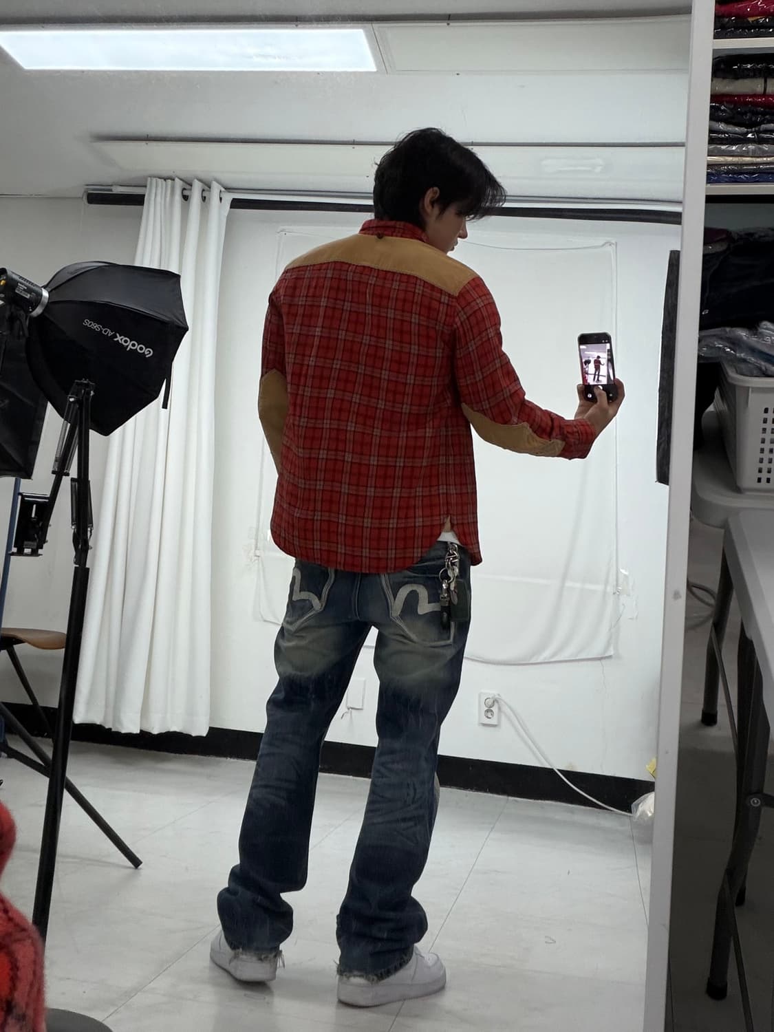 a297) 준야와타나베 x 꼼데가르송 패치워크 플란넬셔츠 상품이미지2