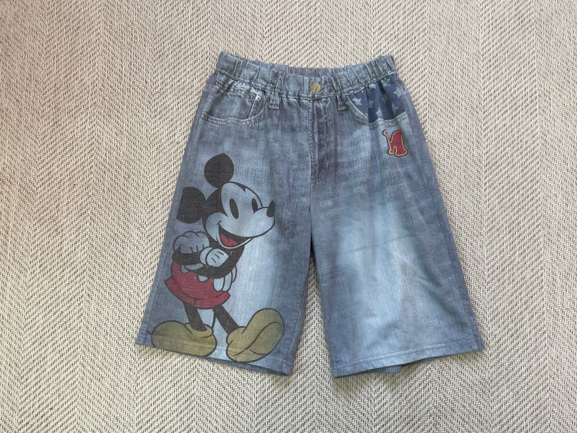 빈티지 미키마우스 데님 그래픽 쇼츠  J03984 상품이미지1