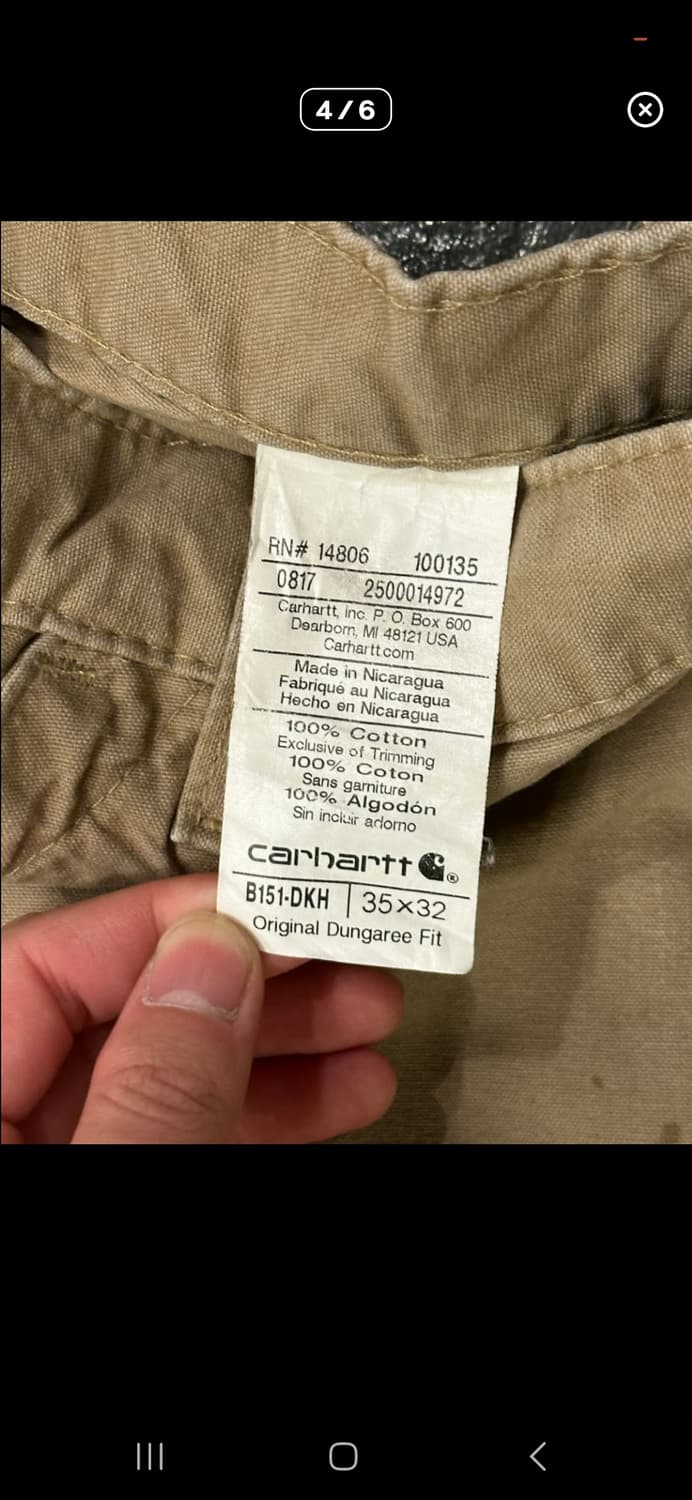 칼하트 카펜터 베이지 코튼팬츠  상품이미지4
