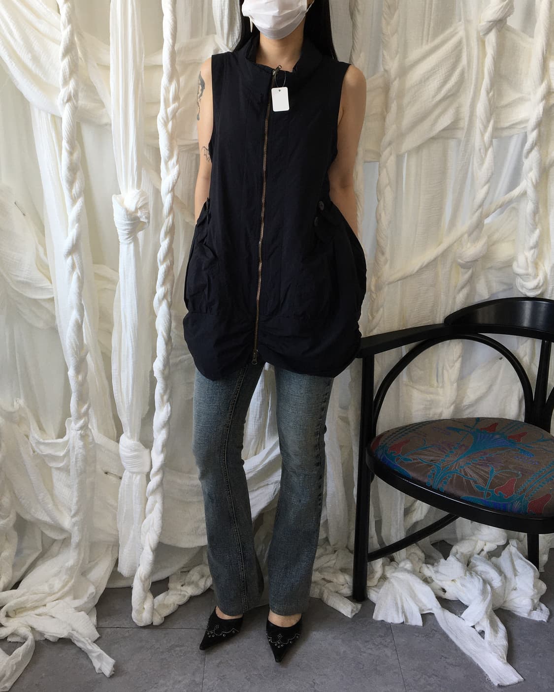 High neck long vest zip up 상품이미지1