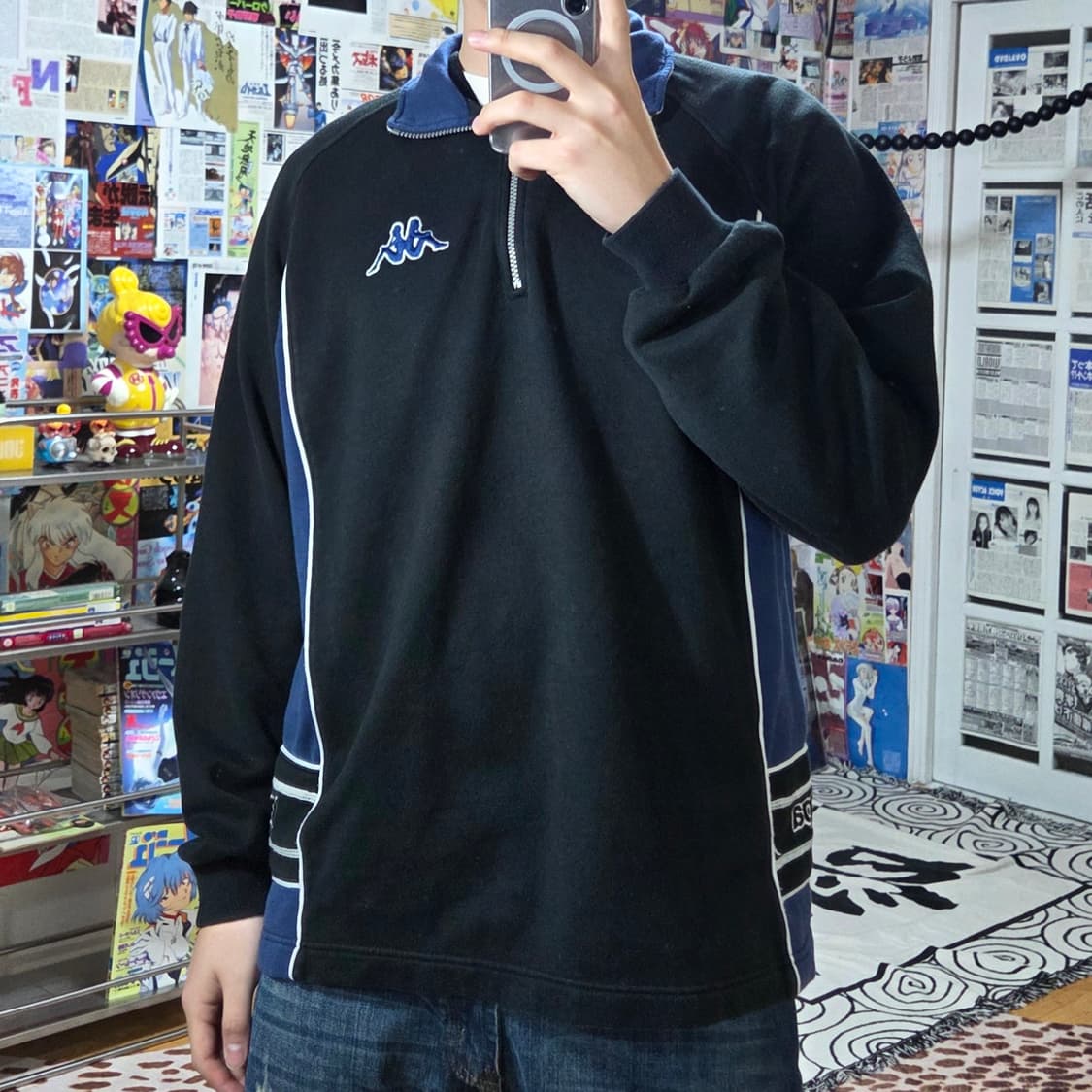 90S 올드스쿨 카파 배색 반집업 스웻셔츠 상품이미지2