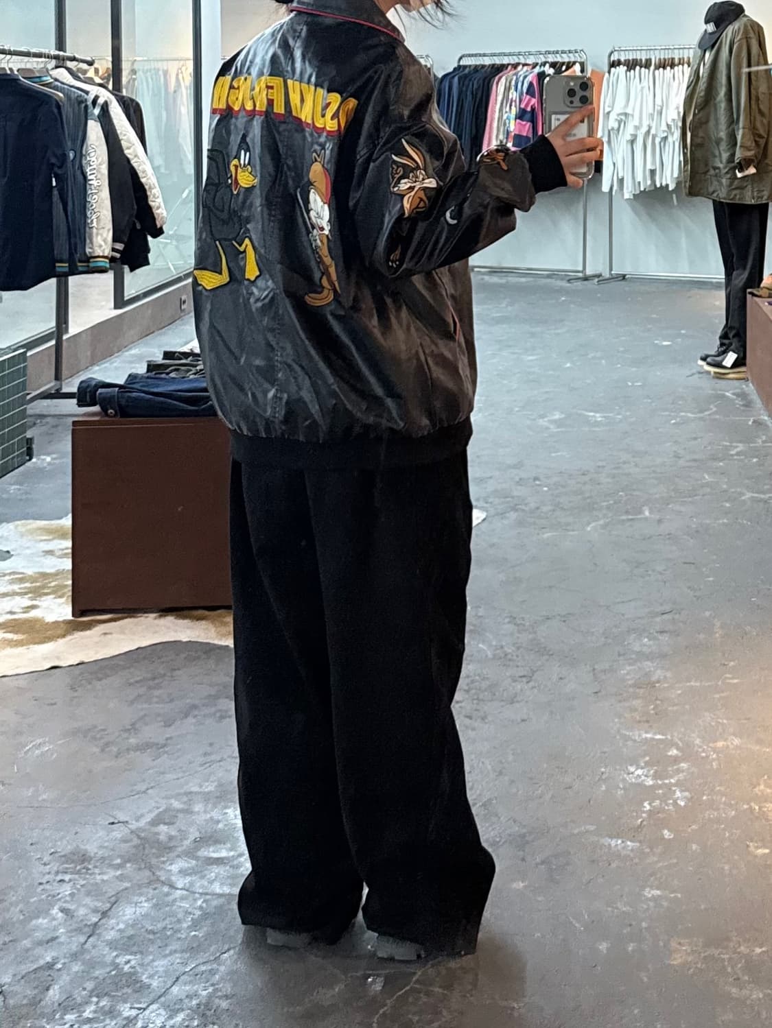 빈티지 루니툰즈 카툰 로고 레더 자켓 H2031 상품이미지2