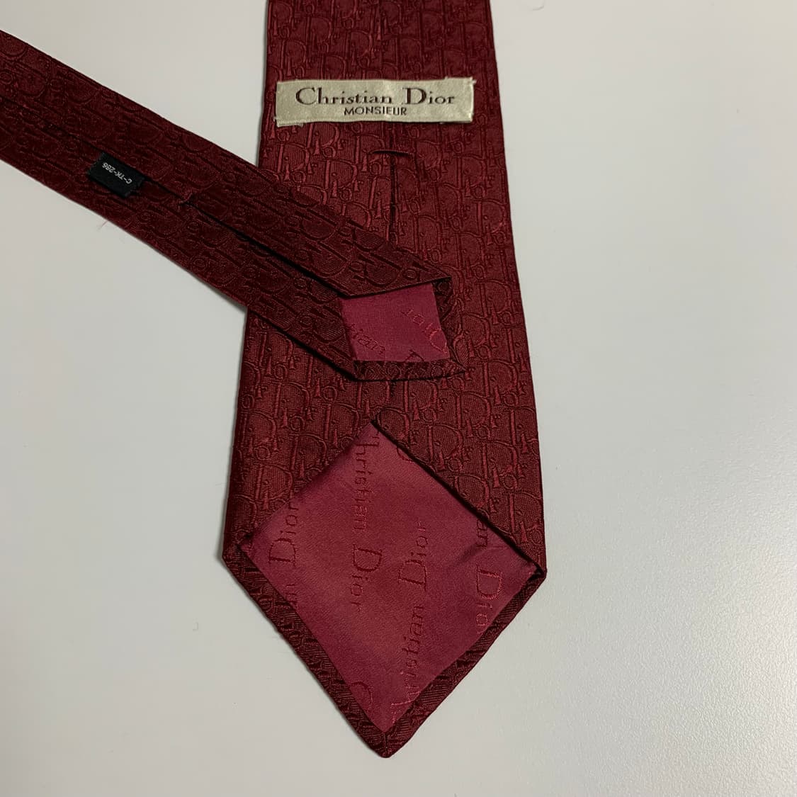 디올(Dior) 오블리크 넥타이 명품 100실크 버건디 최상급 8.3cm 상품이미지6