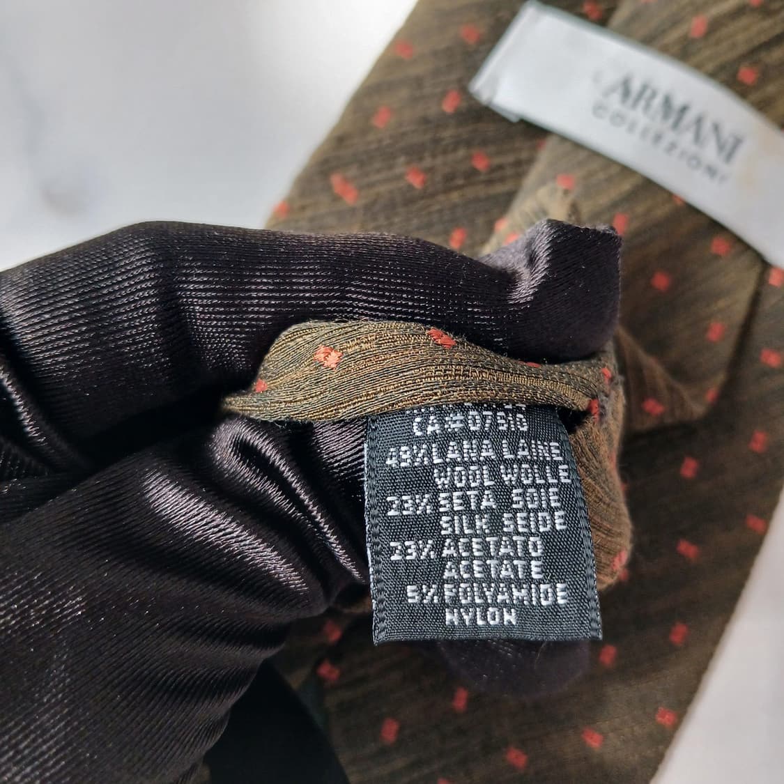 아르마니 꼴레지오니 넥타이 올리브 그린 패턴 9.7cm B-등급 E830 상품이미지5