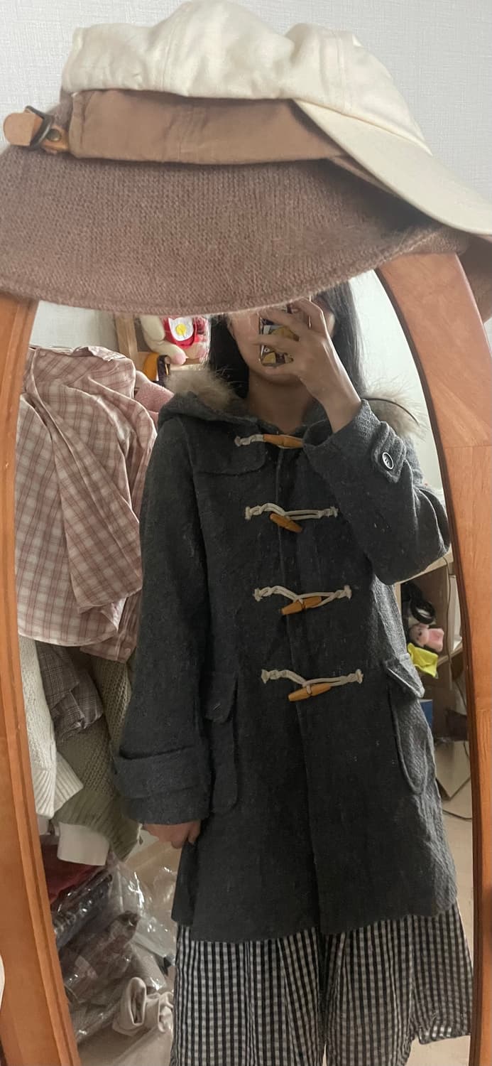 빈티지 모리걸 어스뮤직 울 블렌드 퍼 떡볶이 코트🌸🩶 상품이미지3