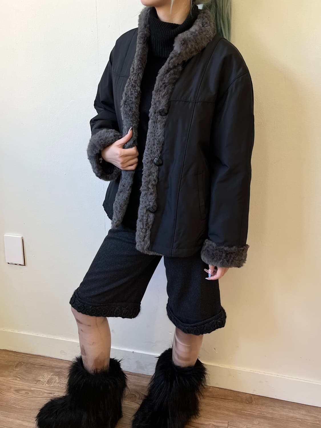 Anhydre 리버시블 래빗 퍼 자켓 상품이미지6