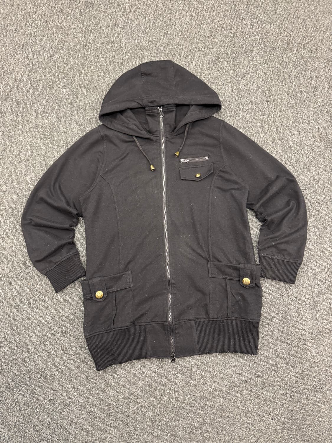 LL)Amourine 빈티지 Y2K 블랙 여성 후드 집업 자켓 상품이미지1