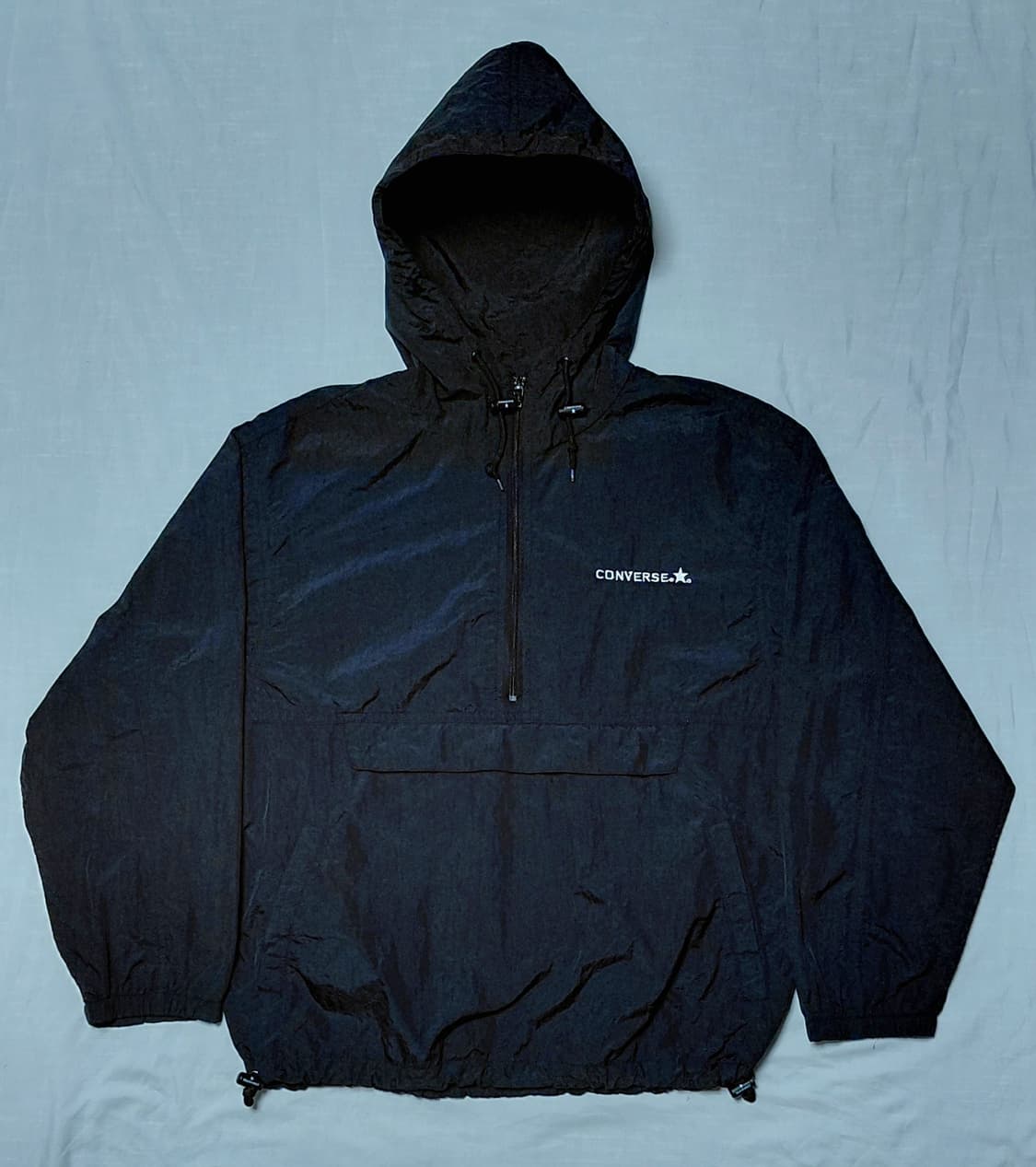 [95] CONVERSE 올블랙 로고 자수 아노락 바람막이(남녀공용) 상품이미지1