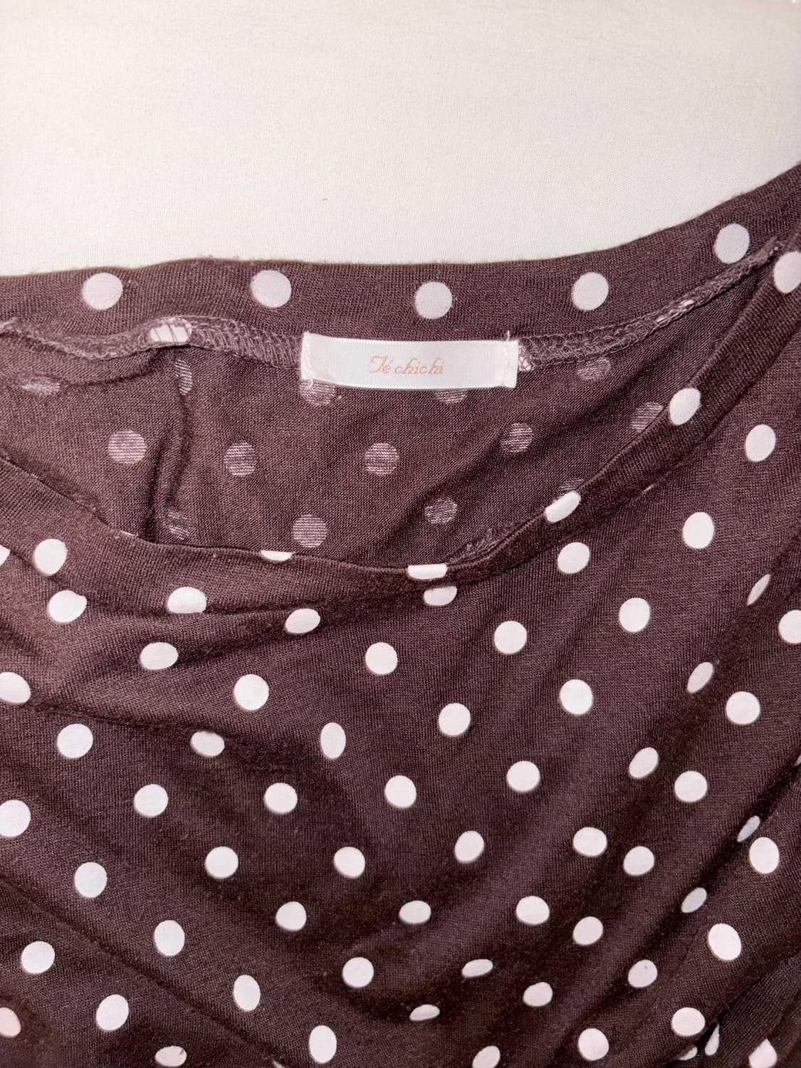 브라운 도트 프릴 7부 퍼프 모리걸 티셔츠 상품이미지5