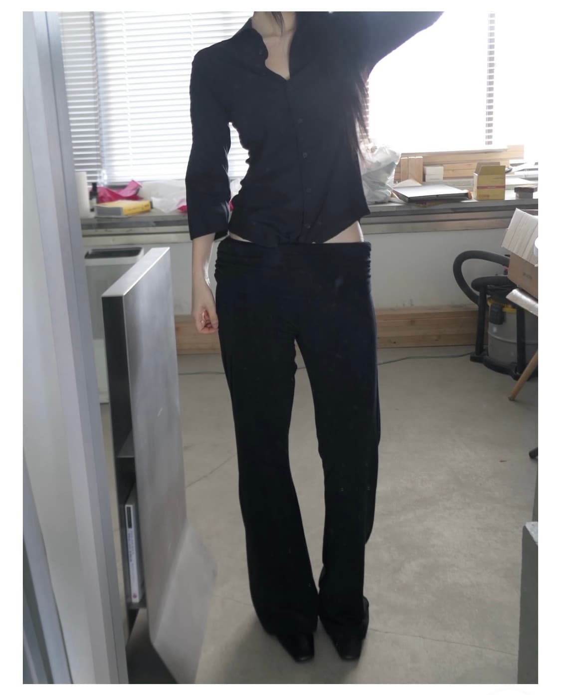 Dad 블랙 시스루 셔츠 상품이미지4