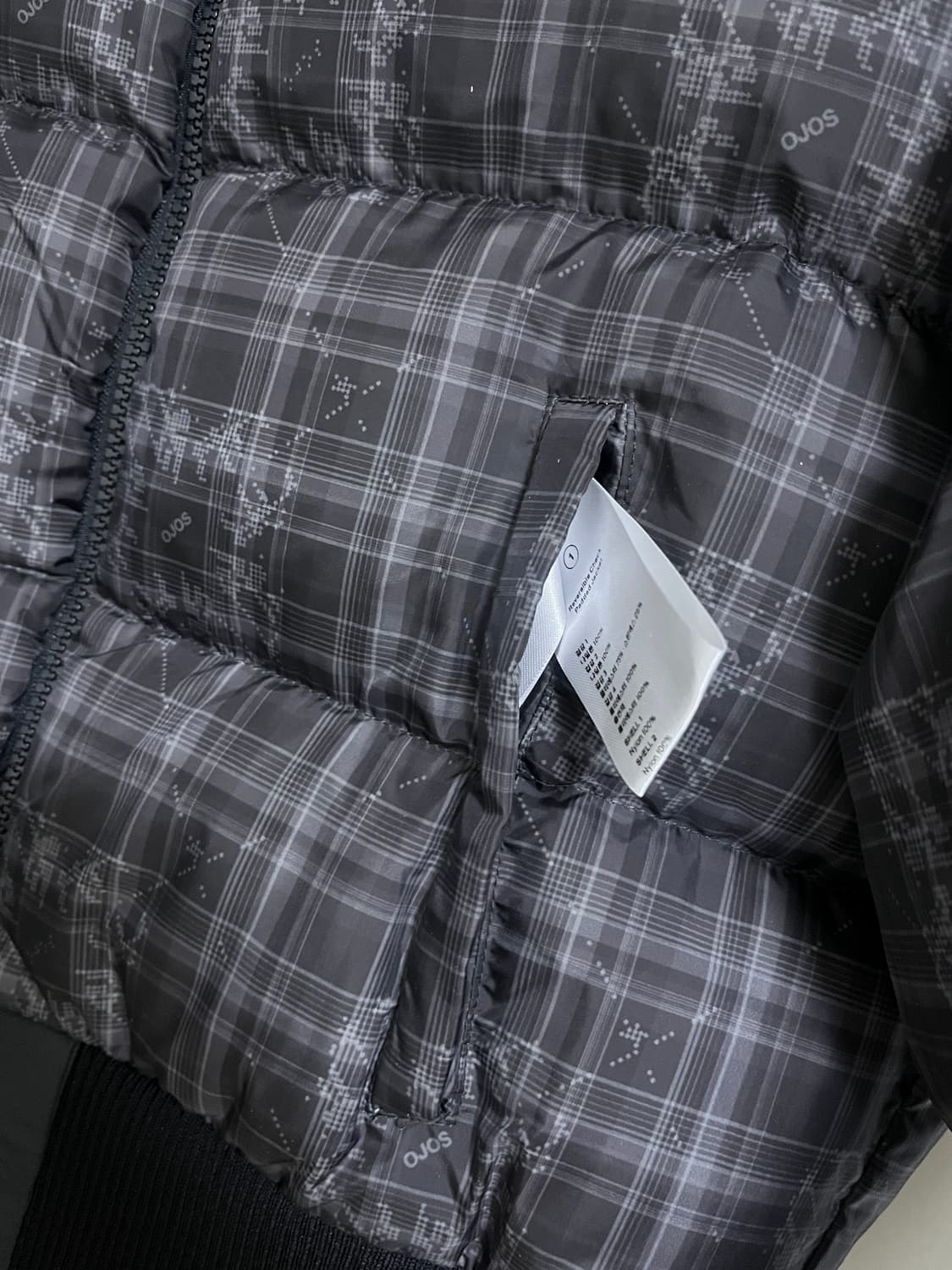 (새상품) 오호스 ojos 리버시블 체크 자켓 패딩 블랙 1사이즈 상품이미지10