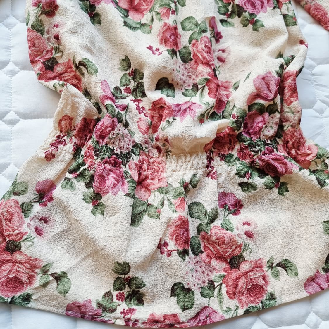 로즈플라워 셔링 롱블라우스 M 상품이미지2