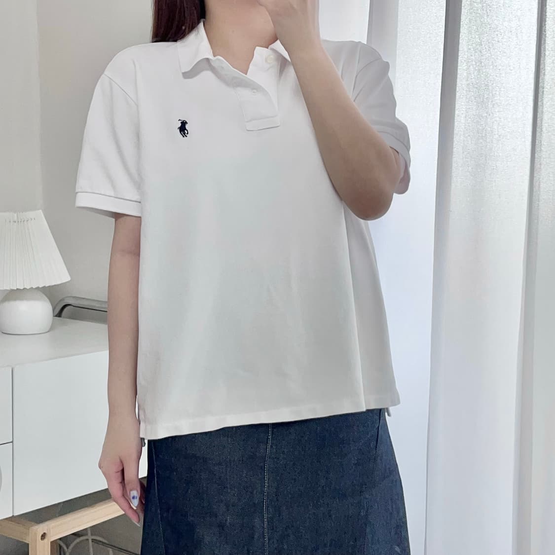 [정품] 폴로 화이트 / 네이비포니 반팔카라티 [ L ] 상품이미지3