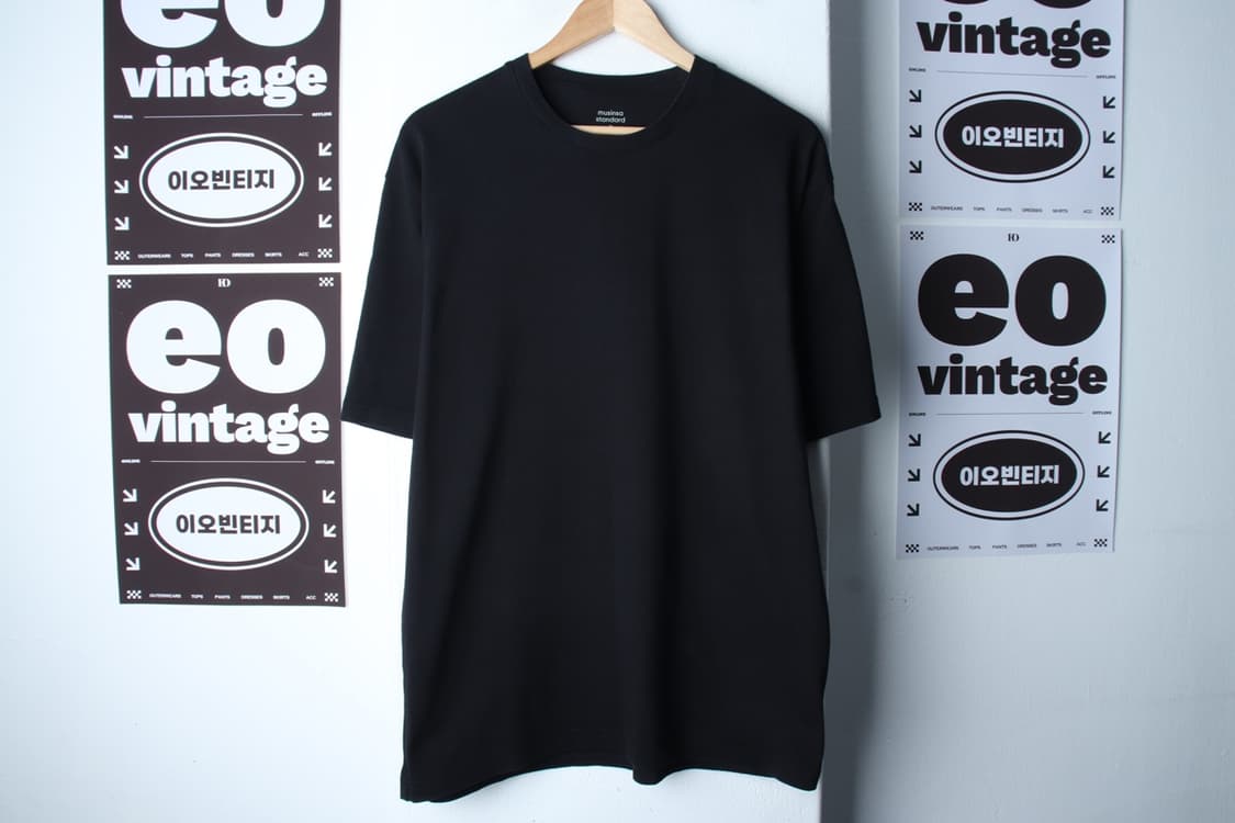 (L-XL) 무신사 스탠다드 반팔 티셔츠 무지 블랙 기본-H33149 상품이미지2