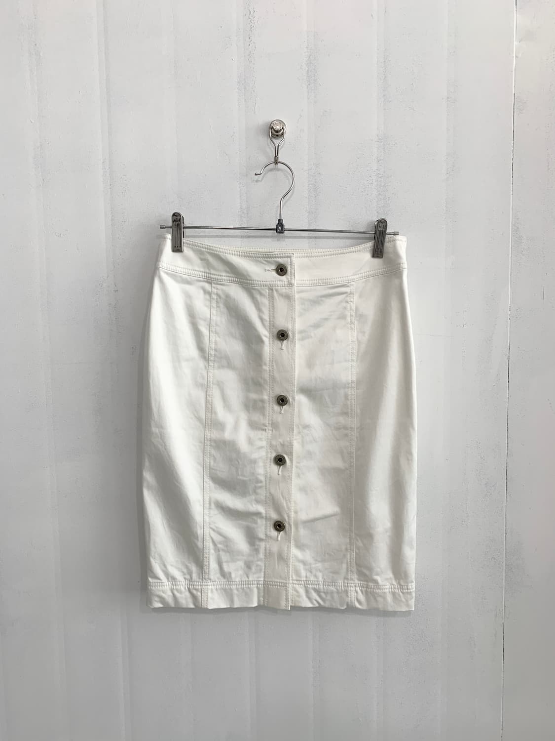 White Front Button Midi Skirt 상품이미지7