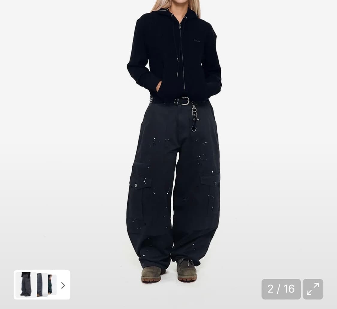 Painted Military Cargo Pants (Black) 상품이미지2