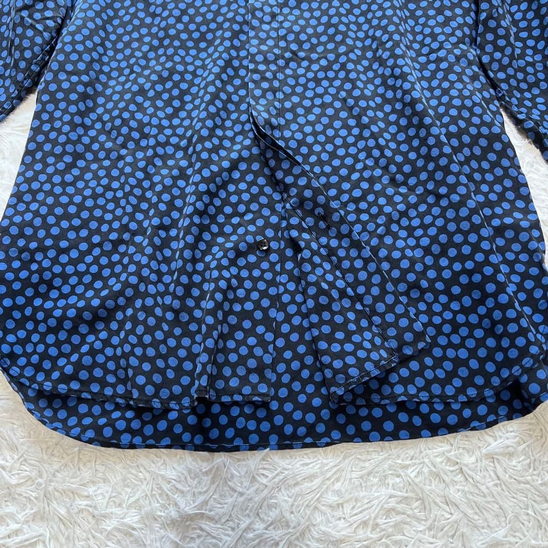 [BTS 지민님 착용] 생로랑 22ss 크러페 블루 폴카닷 셔츠 상품이미지8