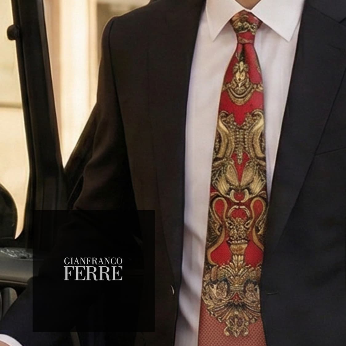 지안프랑코 페레 실크 레드 오너먼트 패턴 넥타이 9cm A등급 K1850 상품이미지1