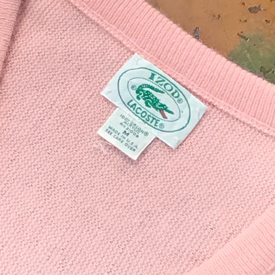 80s USA 아이조드 라코스테 핑크 브이넥 아크릴 니트 남성 110  상품이미지4