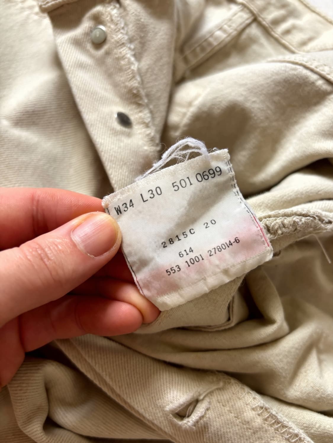 90s 리바이스 501 베이지 데님 32" USA MADE 상품이미지7