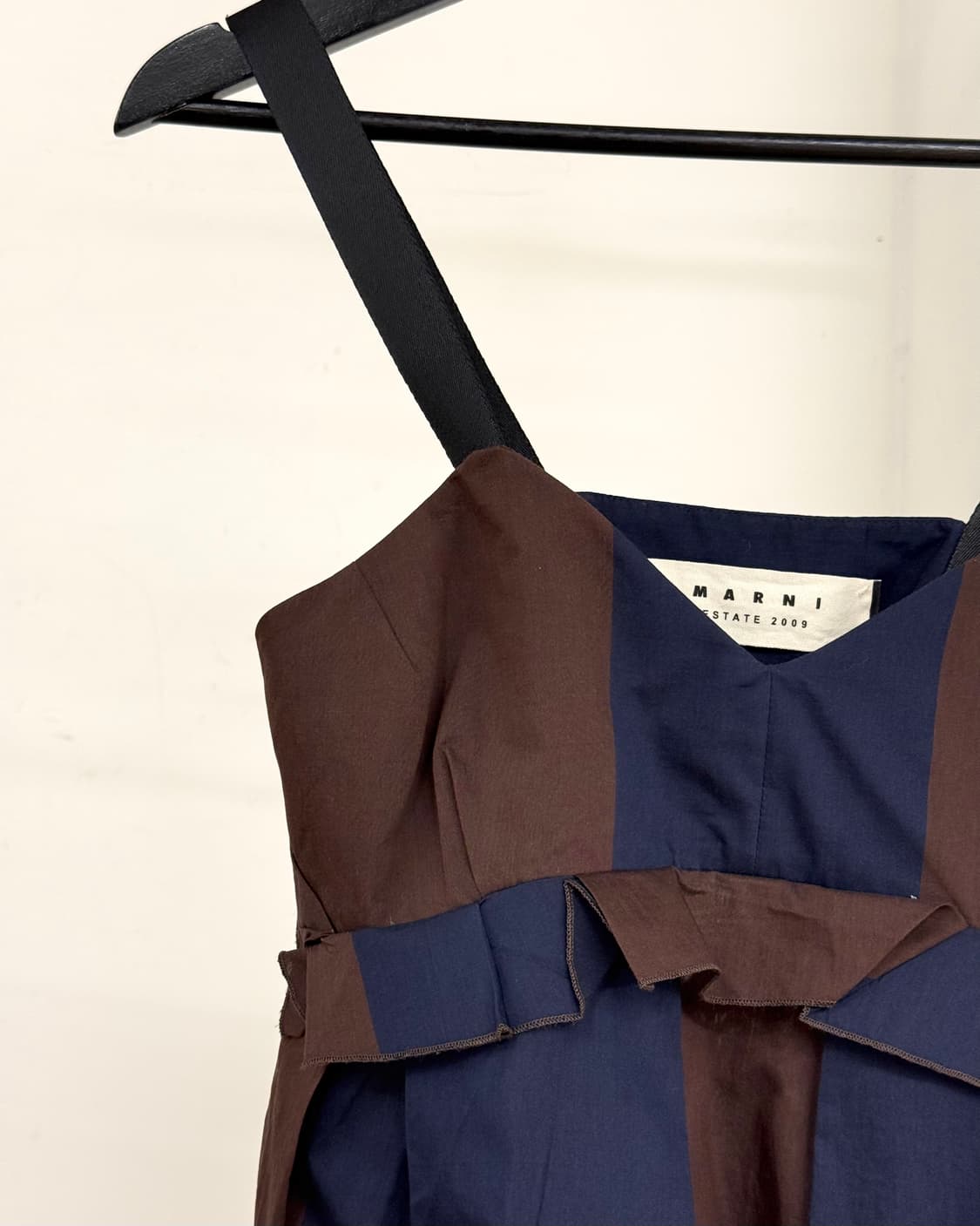 마르니 다크브라운 네이비 패치워크 드레스 상품이미지3