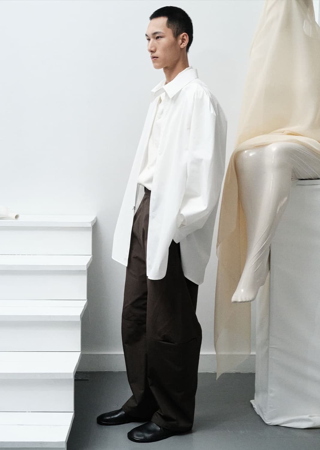 아모멘토 OVERSIZED SHIRTS 레글런 집업 셔츠 상품이미지4