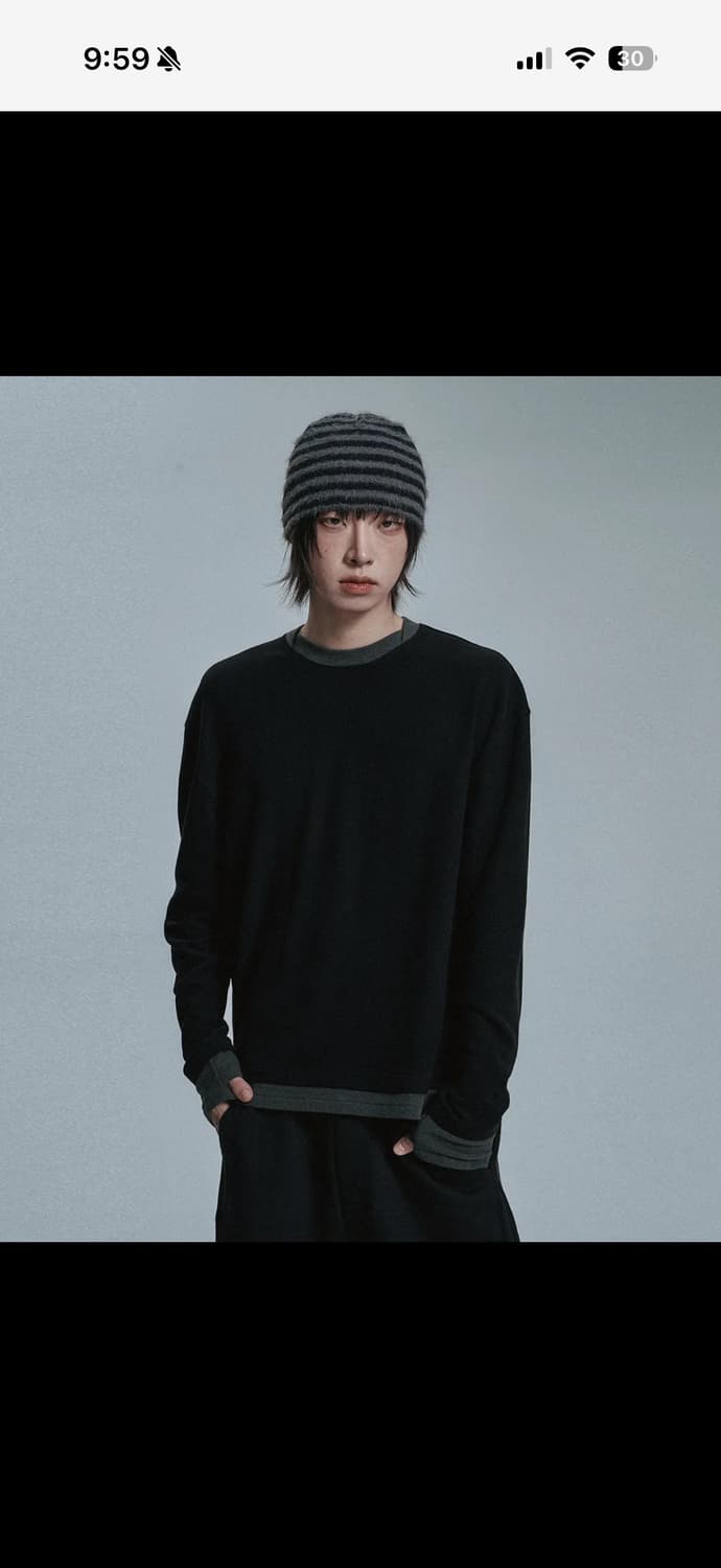 Moo 엠오오 소프트 레이어드 롱슬리브 블랙 M 상품이미지1