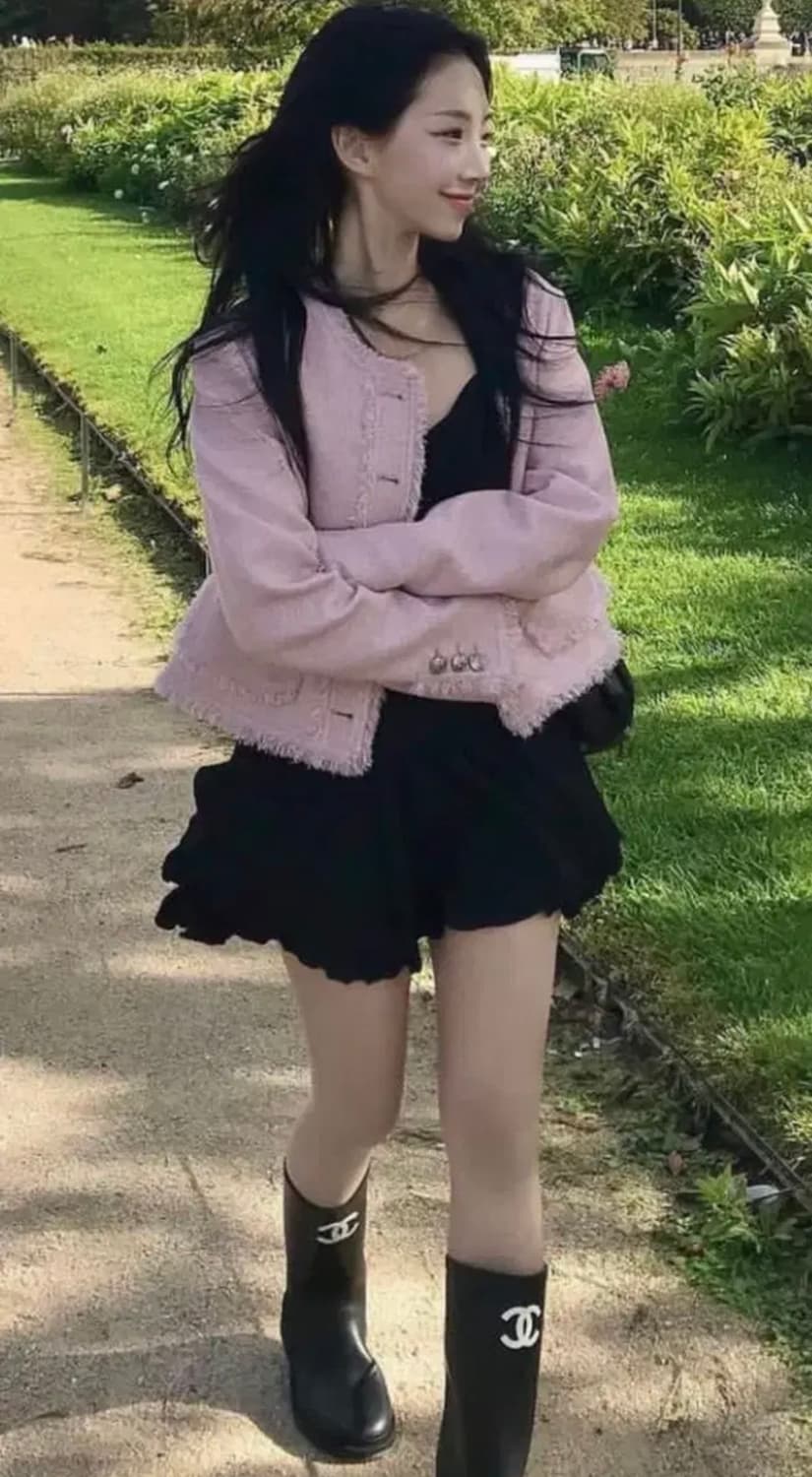 루에브르 프린지 트위드 자켓 핑크 상품이미지1